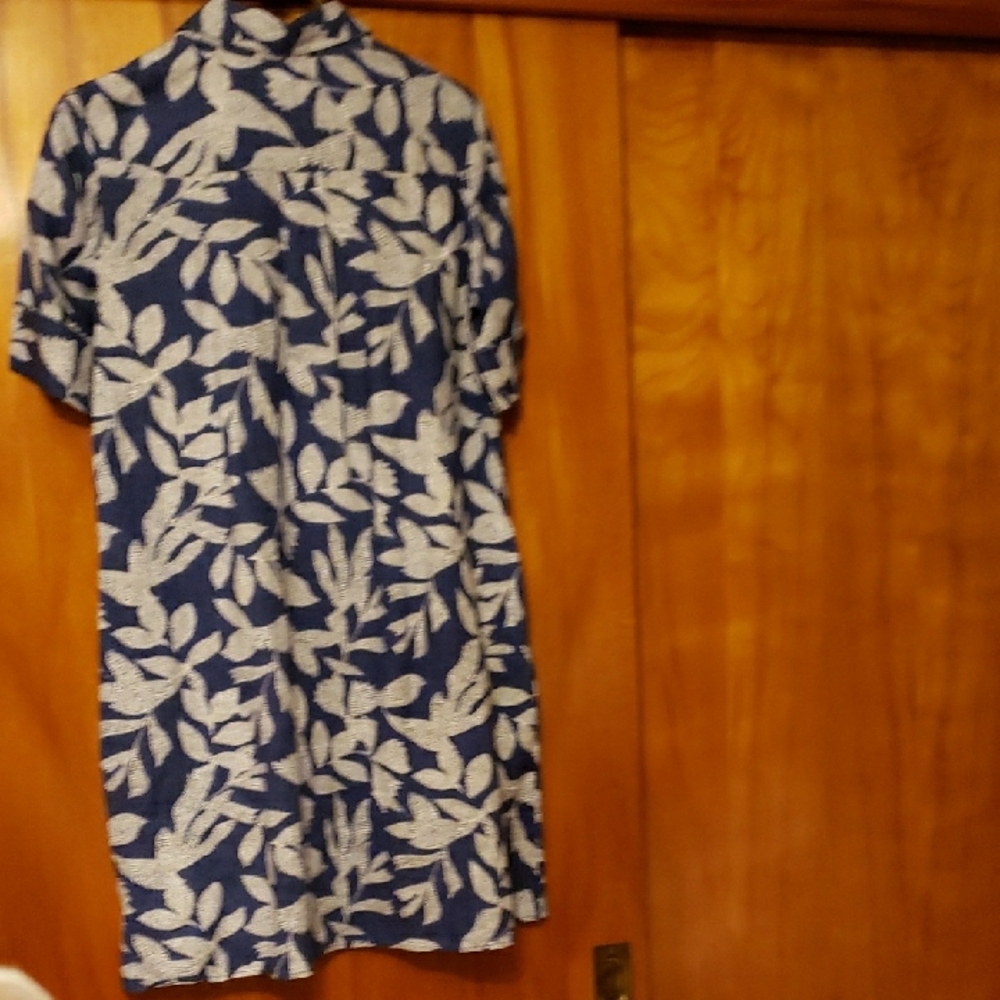 Chico's Navy and White Leaf Print Mini Dress - Picture 5 of 5